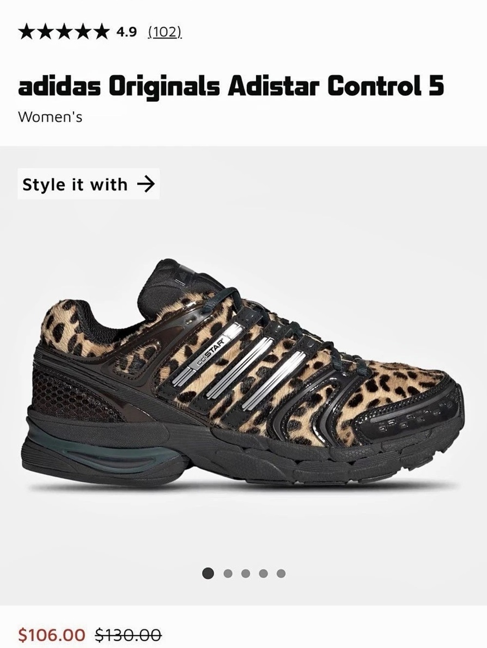 BRAND NEW adidas Adistar Control 5 Leopard Print Sneakers NWT & BOX